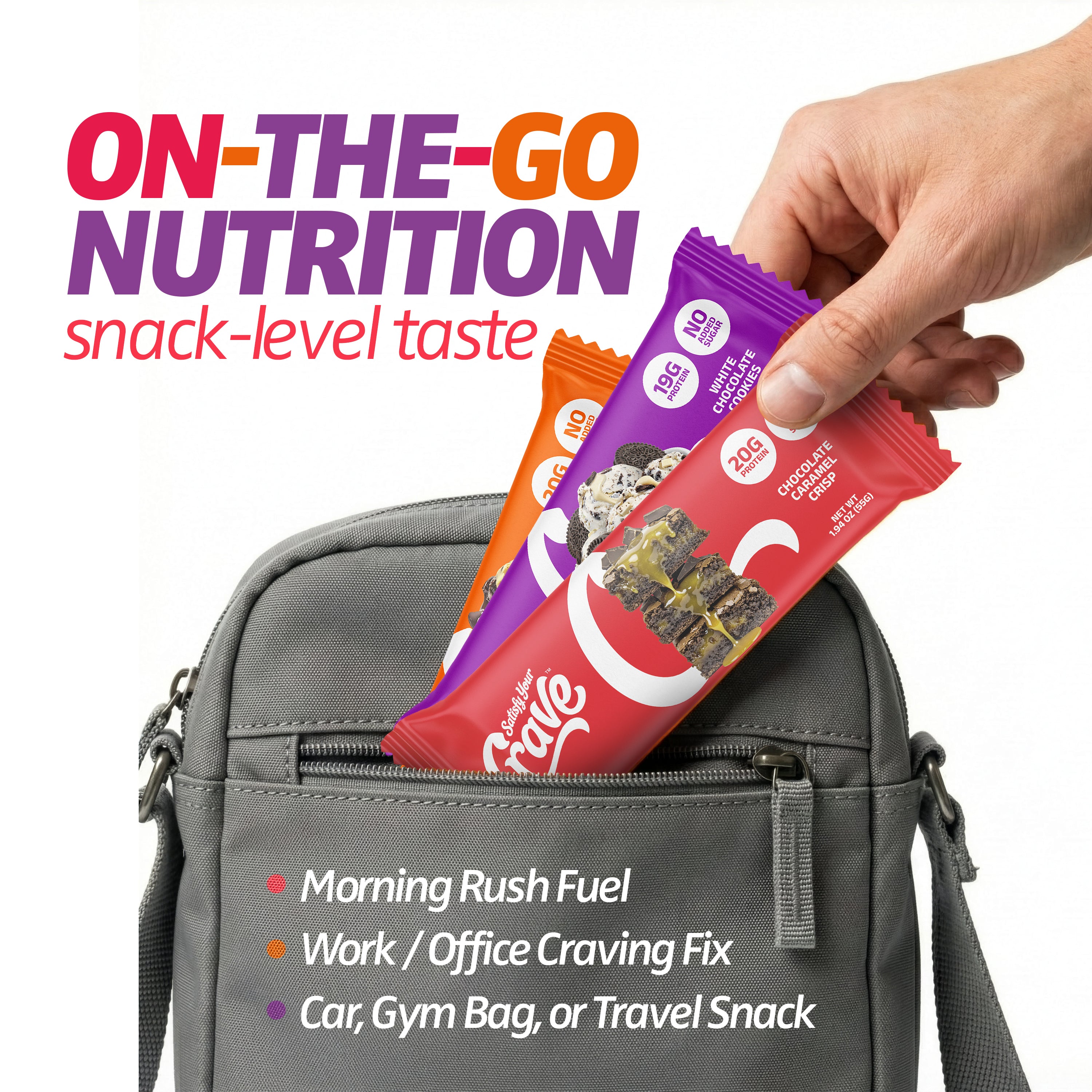 Crave Protein Bars – Variety Pack – Cookie Dough, Caramel Crisp, Cookies & Cream – 19-20g High Protein, No Added Sugar – Soft Protein Snacks for Breakfast & Office – Meal Replacement Bar, 12 Pack